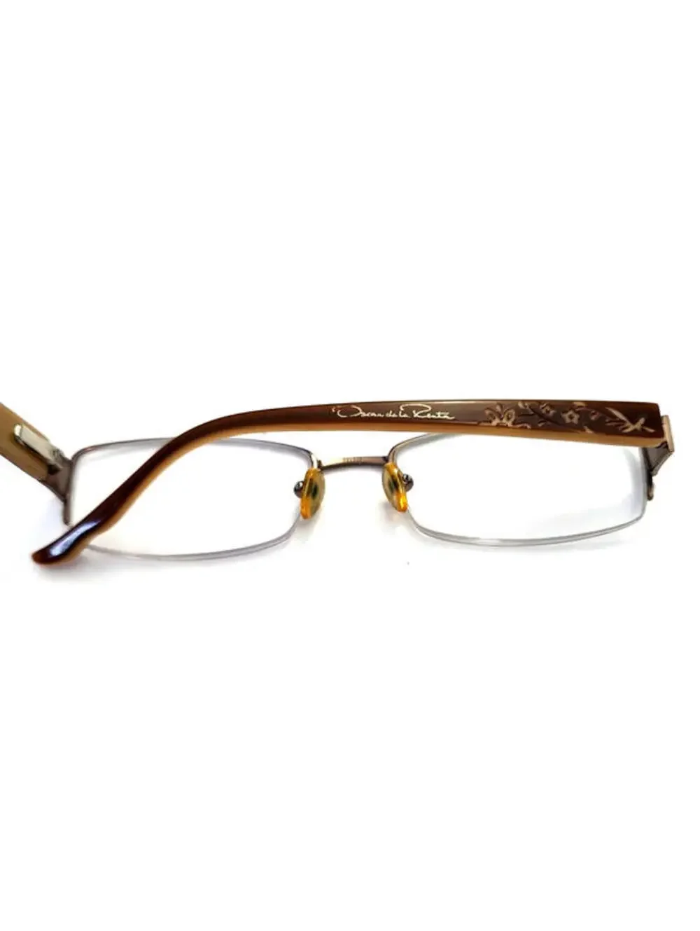 Oscar De La Renta CUSLR13 Brown Metal Rectangle Eyeglasses 53-18 135
